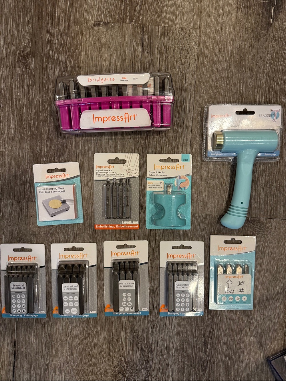 imPRESS Metal Stamping Kit with Blue Tap Hammer and Pink Storage Case